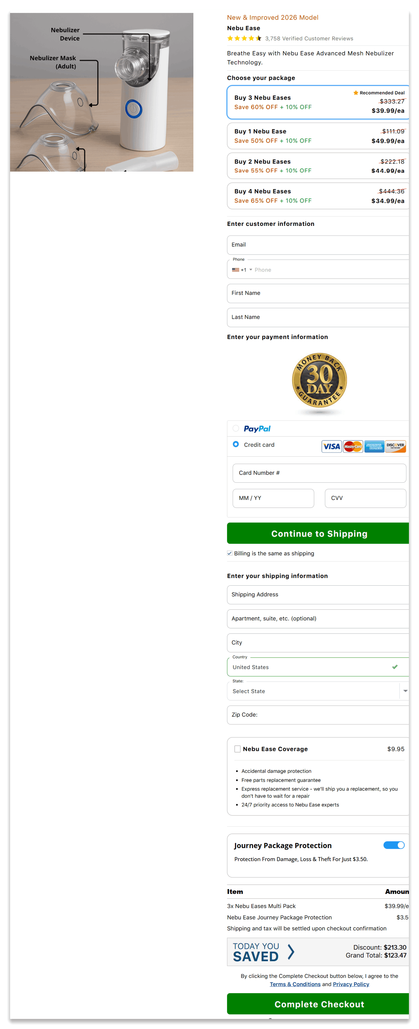 Nebu Ease Secure Checkout Page